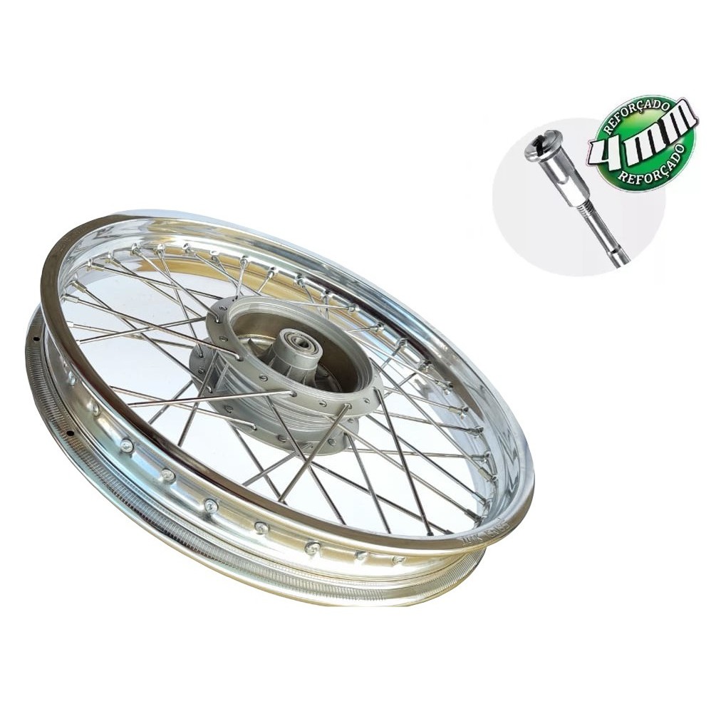 Roda Traseira Completa 4 mm + Rolamento Yamaha Ybr/ Factor 125 / Rd/ Rdz 125 / Rd / Rdz 135 / Rx 125 / Rx 180 / Ybr 125