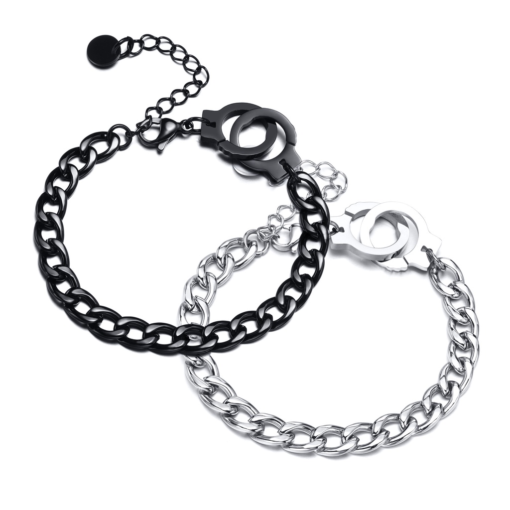 Vnox Charme Punk Algemas Pulseira Bangle Para Mulheres Dos Homens Casal , Pulseiras Amantes De Aço Inoxidável Preto Jóias Acessórios Presente