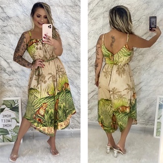 Macacão Pantalona Estampado Viscose Coleção Verão
