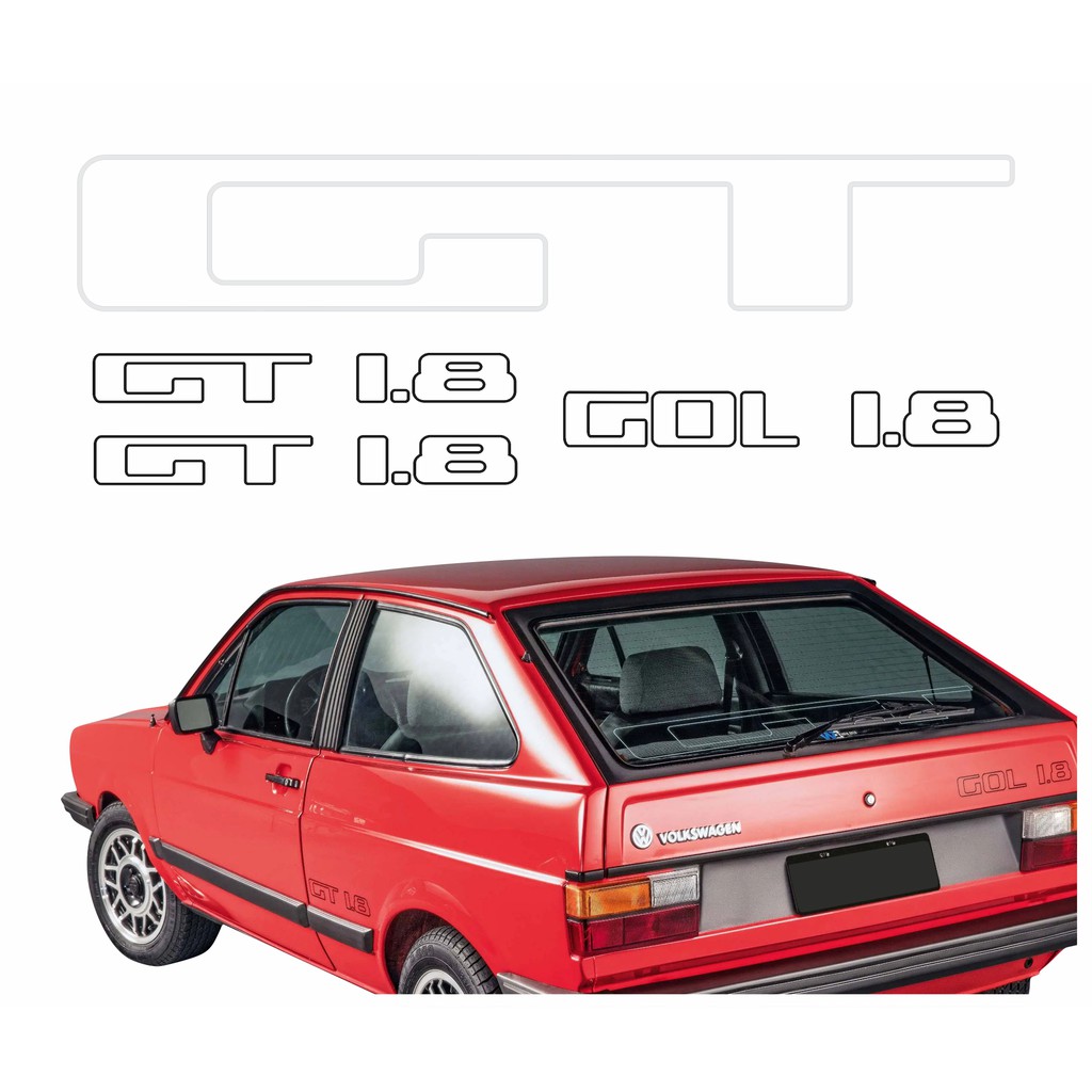 Kit Adesivos Emblemas Gol Gt 1.8 Lateral Porta Malas Vidro R064