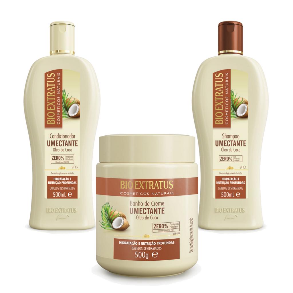 Kit Shampoo Condicionador Banho Creme Umectante Coco 500ML Oficial