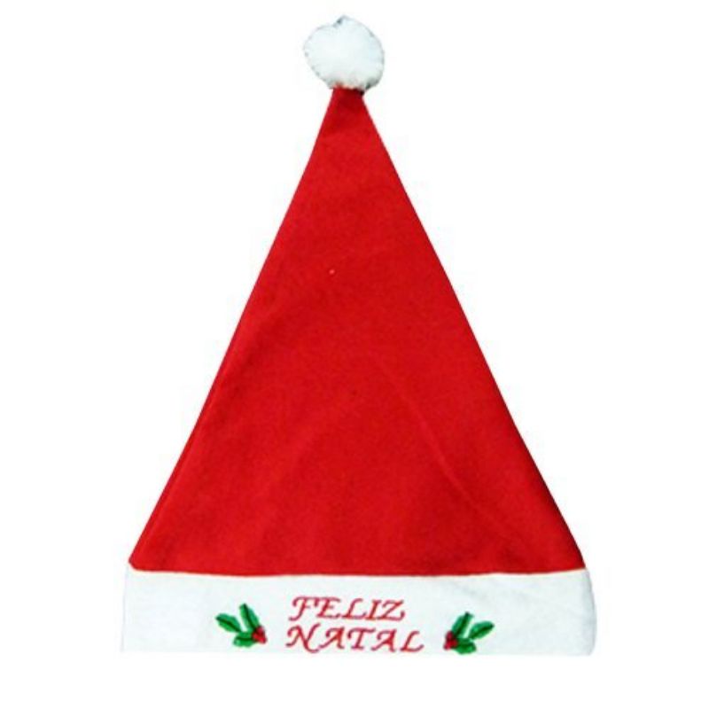 Touca Gorro Papai Noel Feliz Natal 40 Cm X 29 Cm | Shopee Brasil