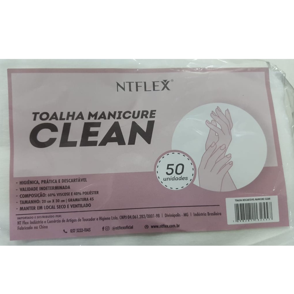 Toalha Descartavel Manicure C/50 Un 20x30cm Ntflex