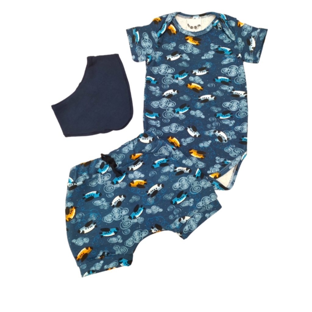 Conjunto masculino infantil  body short e bandana