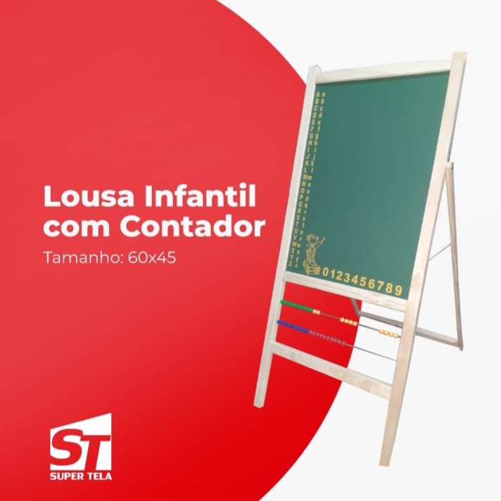 Lousa Quadro Verde Infantil com Contador 60x45  - Supertela - acompanha giz e apagador