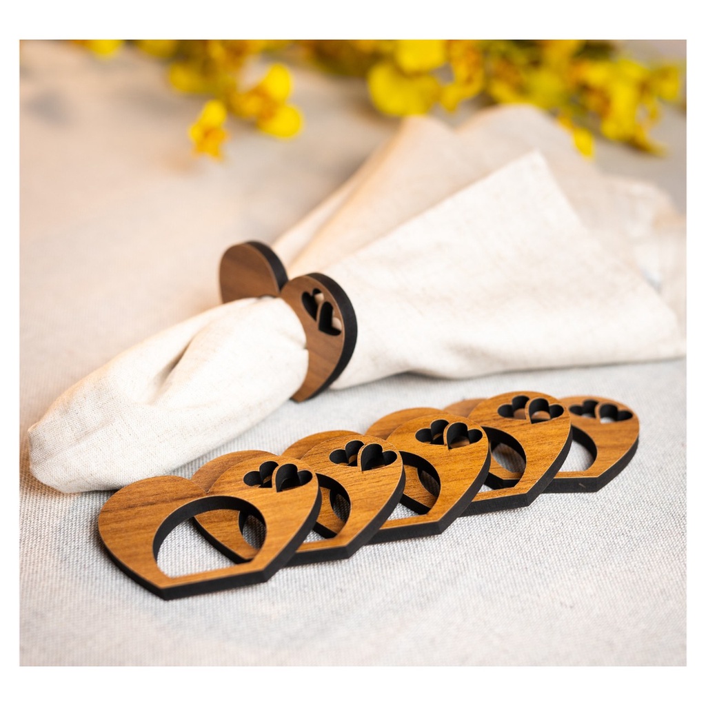 Anel Porta Guardanapos Decoração De Mesa Jantar Mesa Posta Kit 6 Peças Mdf 6mm