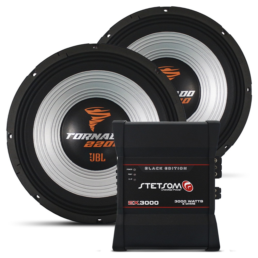 Kit Modulo Amplificador Stetsom 3000 Rms EX3000 Black + 2 Subwoofer 15