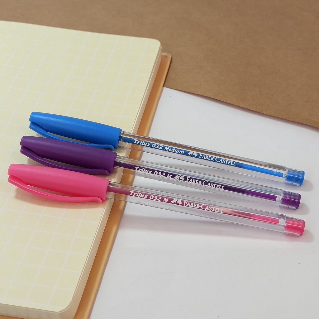 Caneta Esferográfica Trilux Média Trilux 032 Ponta 1.0 mm (Azul Claro, Rosa e Roxo) -  Faber-Castell em Oferta na Shopee