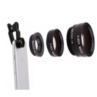 Kit Lente 3 Em 1 Macro Wide Fish Eye Olho De Peixe Celular