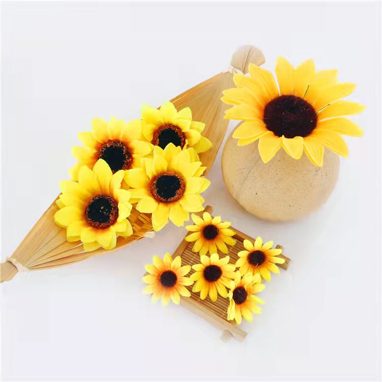 Cabeça De Girassol  Flores  Girassol Artificial Falso Margarida Headmade Para Caixa De Casamento Decoração