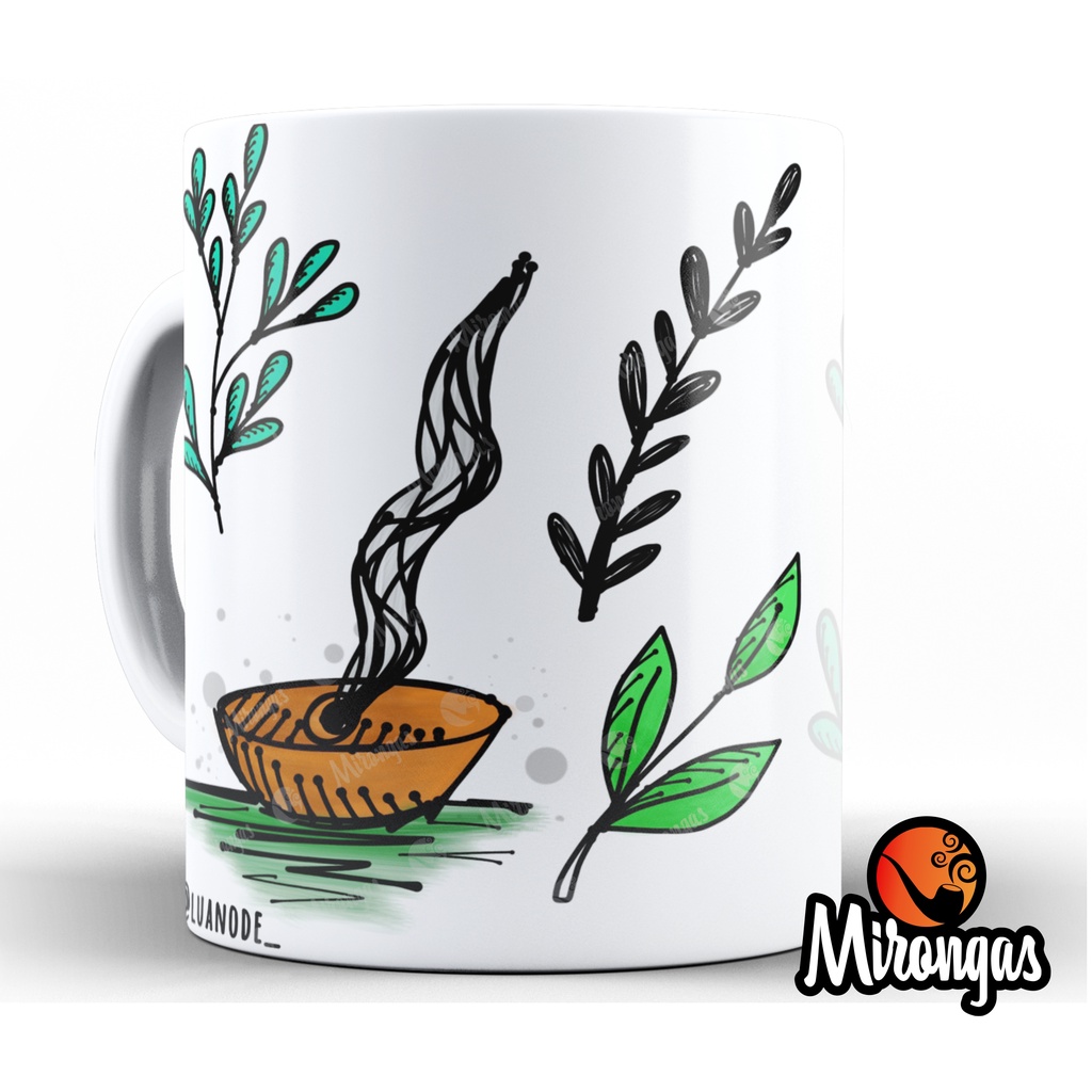 Caneca Defumador Mirongas Umbanda Candomblé Col Ilustradores de Axé 325 ml