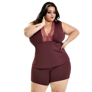 Promoção Short Doll Microfibra Plus Size Renda Luxo Grande Pijama Roupa Dormir 827