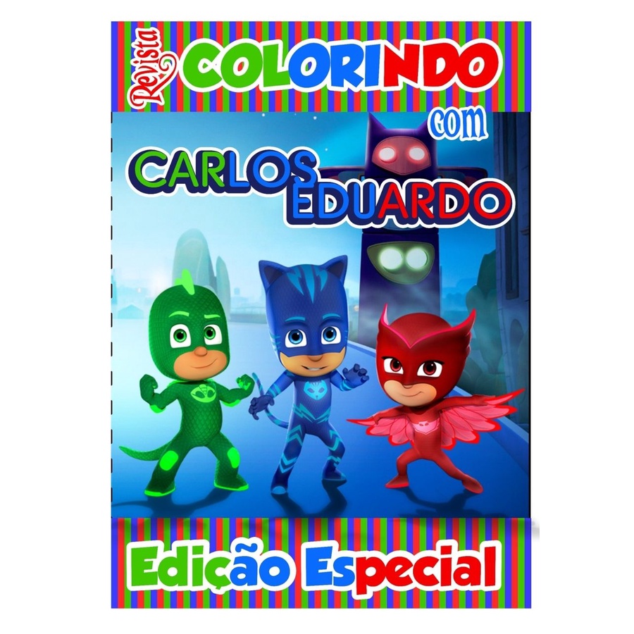 Livro De Colorir Personalizado / Revistinha de Colorir - Tema Pj Masks