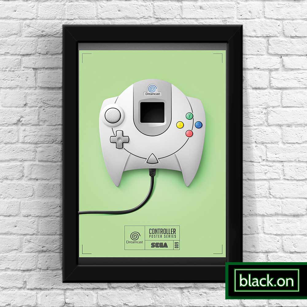 Quadro Com Moldura Poster Decorativo Controle Joystick Dreamcast Sega A4 32x23cm #009
