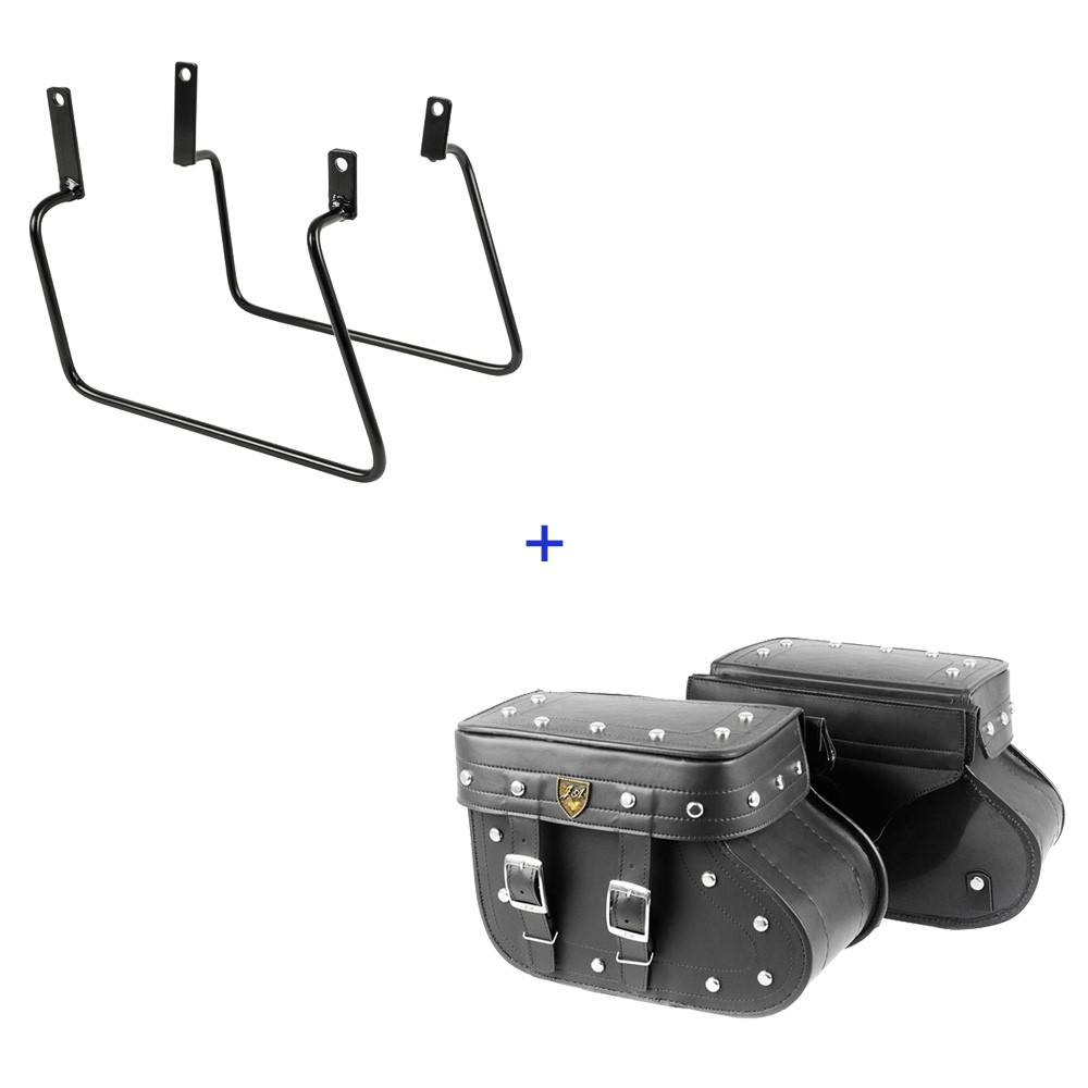 Kit Viagem Indian Scout Suporte + Alforge Lateral Botinha 18 Litros C/ Cravos
