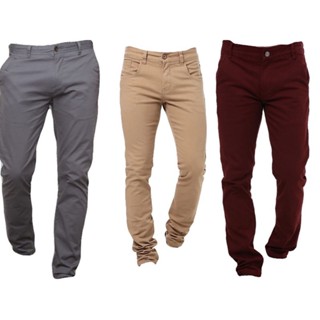 CALÇAS SARJA JEANS MASCULINO colorido SLIM FIT com lastano em Oferta na Shopee