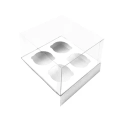 Caixa Mini Cupcake 4Cav 11x11x8,5cm Branca 10un - Assk Rizzo