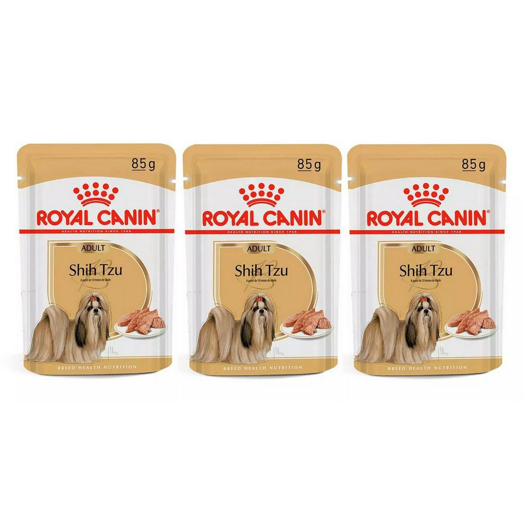 Kit 3 Unidades Royal Canin Ração Sachê Shih Tzu Adulto 85g