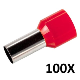 100X Terminal Tubular Ilhos 10mm E1012 Pre Isolado (Pacote c/ 100pçs)