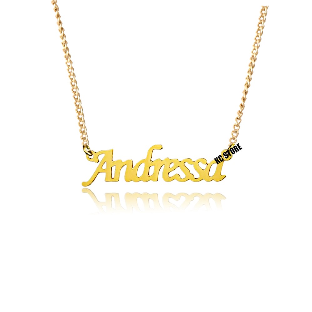 Colar corrente de Nome Andressa feminino adulto menina mulher folheado a Dourado Prata Prateada em Oferta na Shopee