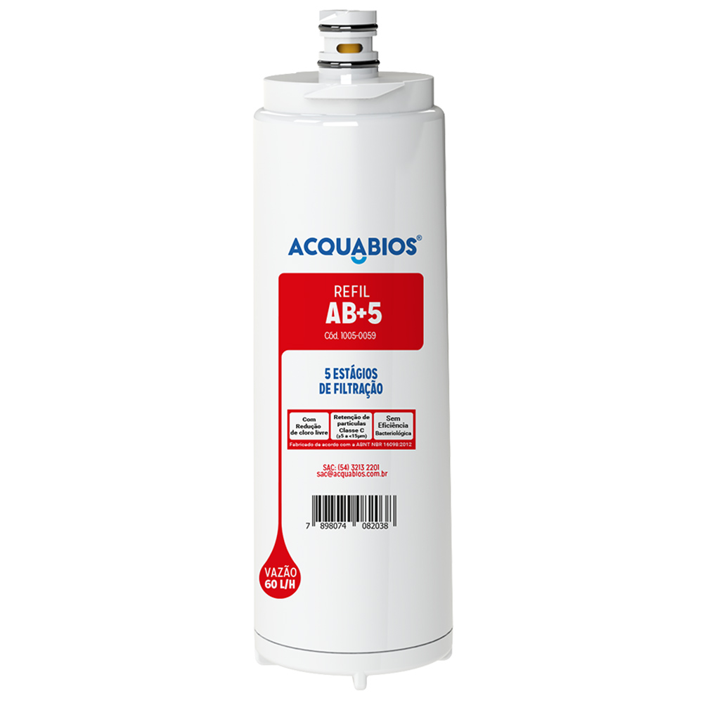 Filtro Purificador de Água Refil Compatível Com Filtros IBBL AB+5 Acquabios
