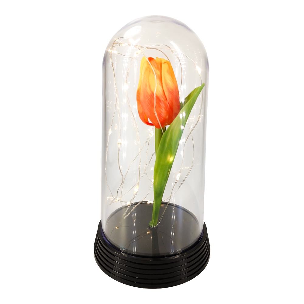 Cúpula / Redoma com Tulipa Laranja inspirada no filme A Bela e A Fera!