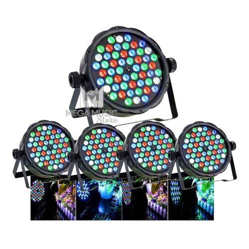 Kit 5 Canhao Refletor Led Par64 Rgbw 54 Leds 3w Dmx Dj Festa