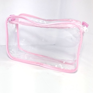 kit com 3 necessaire transparente e ROSA 23x15 em Oferta na Shopee