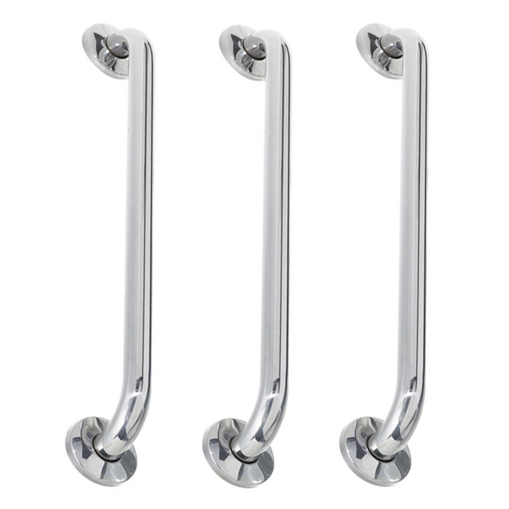 Alça de Apoio 40cm Kit 3 Unidades Inox Barra Cadeirante Deficiente Acessibilidade Idoso Banheiro