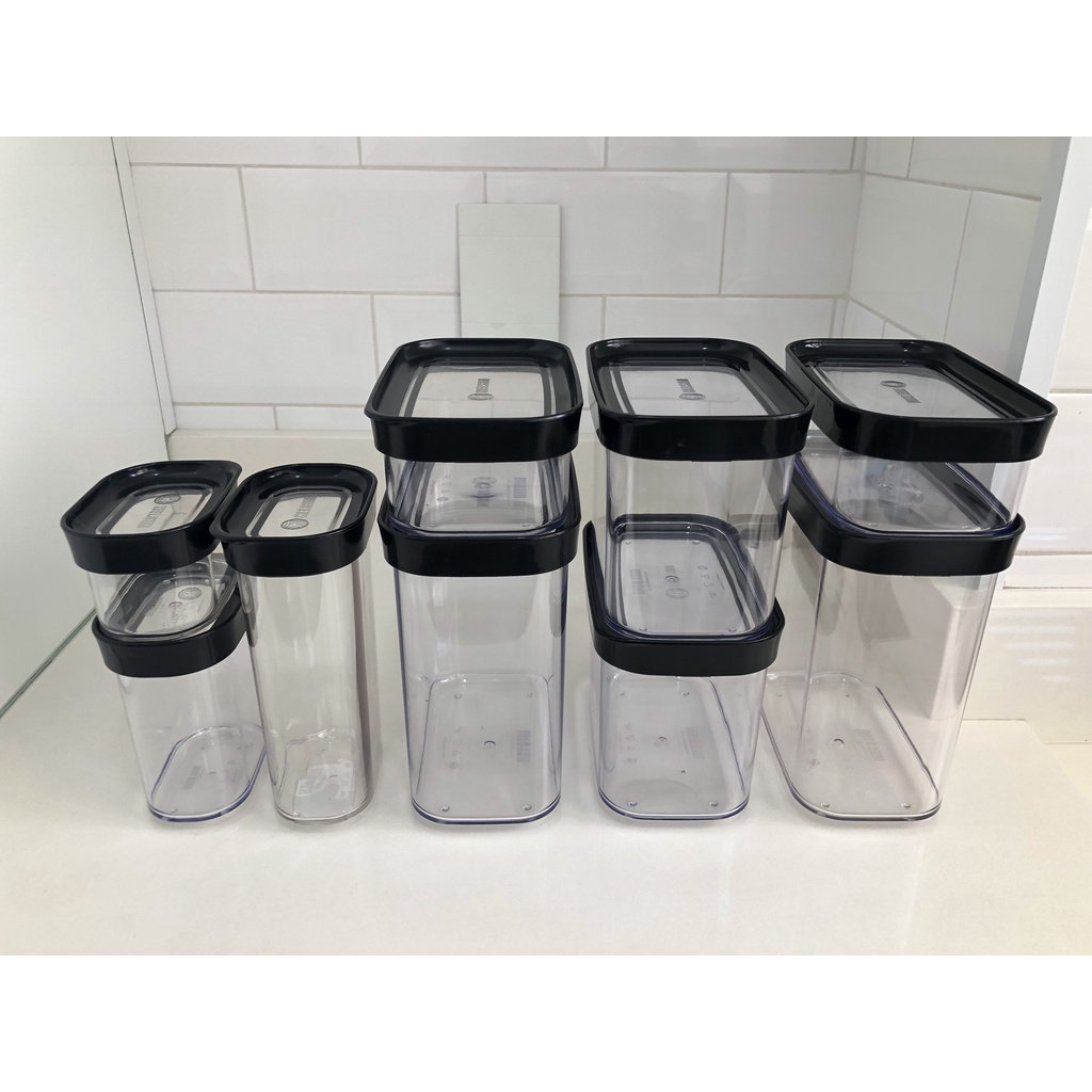 Kit Conjunto Cozinha Com 9 Potes Herméticos para Mantimentos e Temperos -  09 Peças