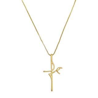 Colar Feminino Amoeto Pingente Fé Banho Ouro 18k - Dourado