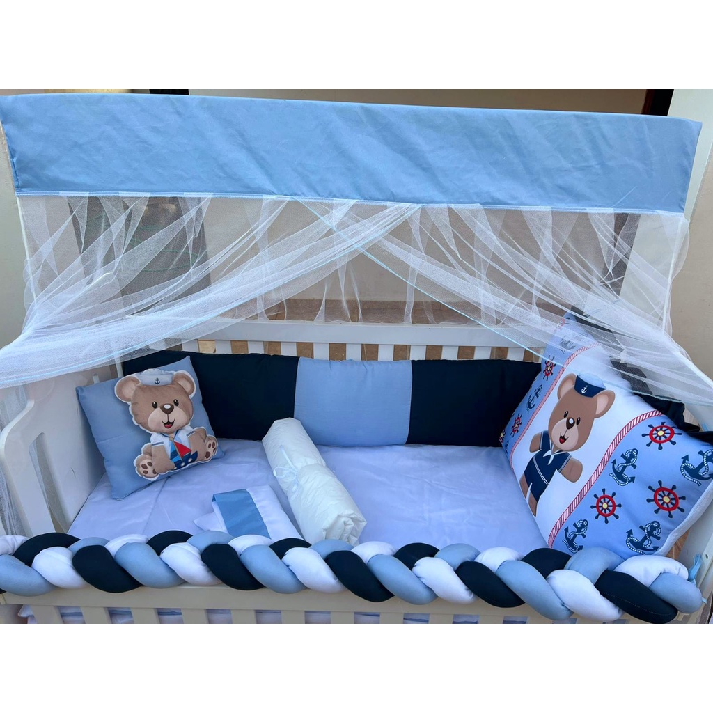 KIt Berço Urso Marinheiro Luxo 11 Peças Americano e Nacional