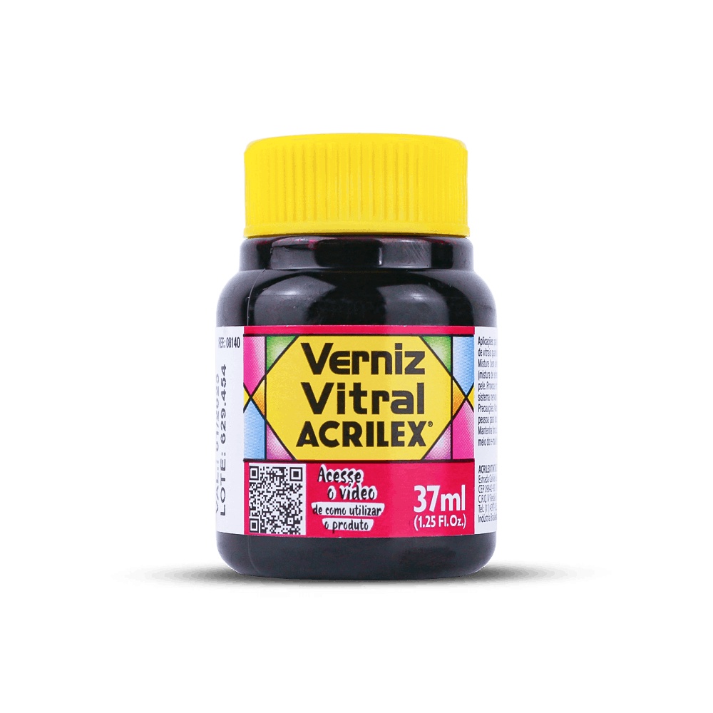 Verniz Vitral Acrilex - 37ml - Acabamento Transparente e Brilhante para vidro, cerâmica, porcelana