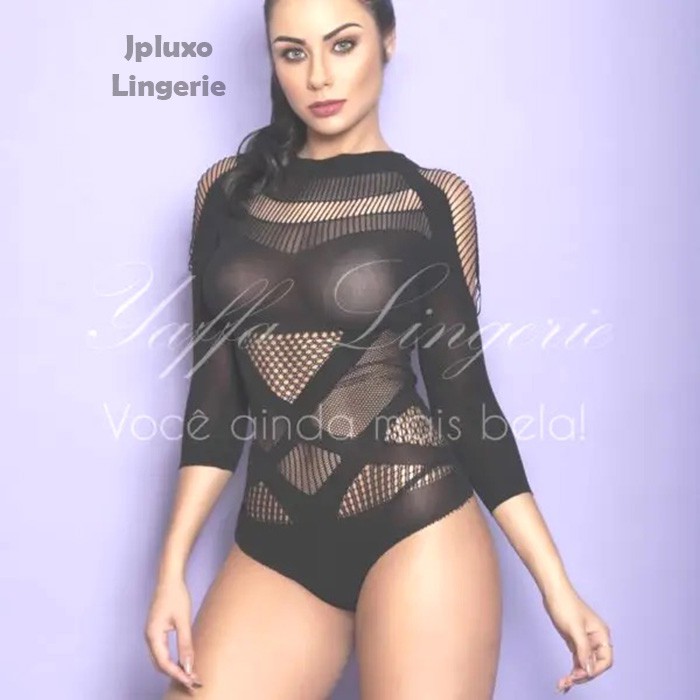 Body manga longa luxo lingerie sensual bore feminino bory festa moda evangelica maio Plus size