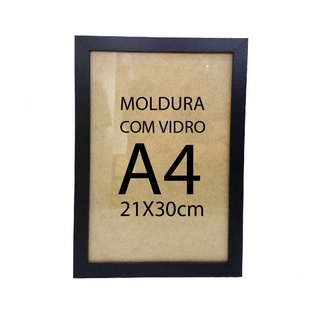 Moldura para Quadro A4 21x30cm Com Vidro Diploma Foto Certificado quadro decorativos foto