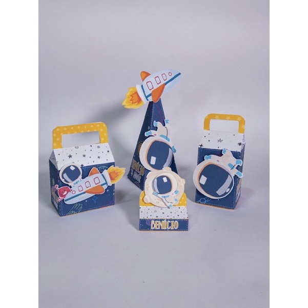 Astronauta Caixinhas personalizadas, milk, cone e sushi, lembrancinhas, decoração Kit de festa aniversário Astronauta