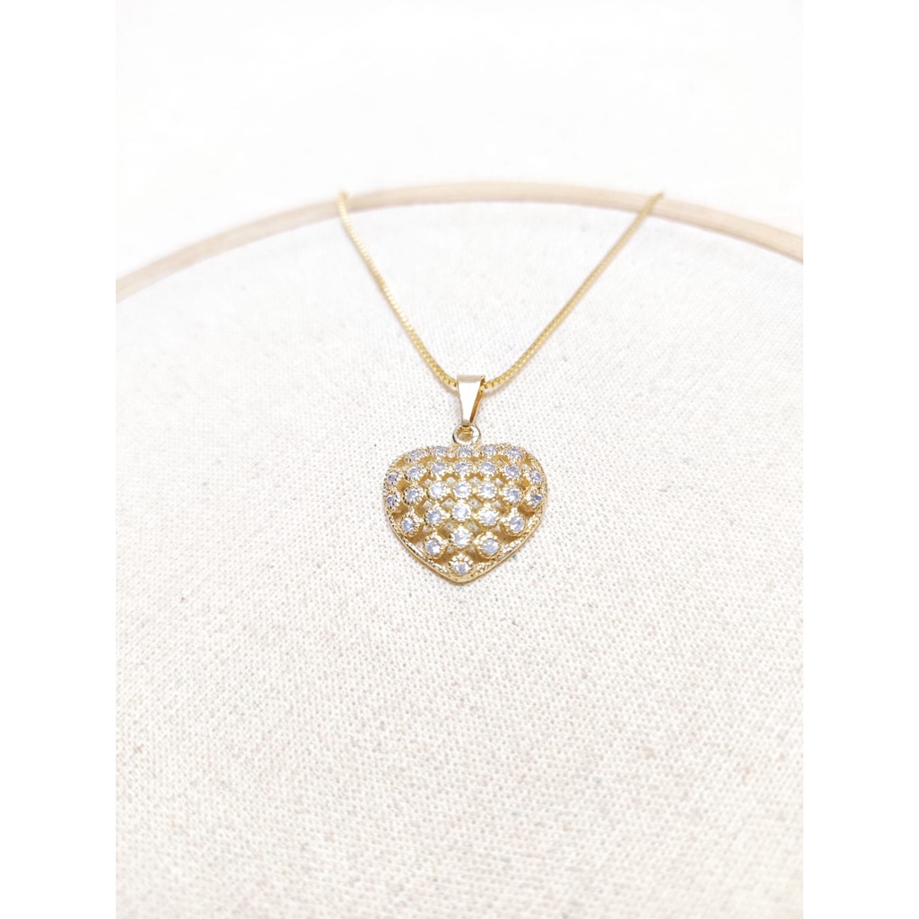 Gargantilha Coração com Zircônia - Semijoia Folheado a Ouro 18k