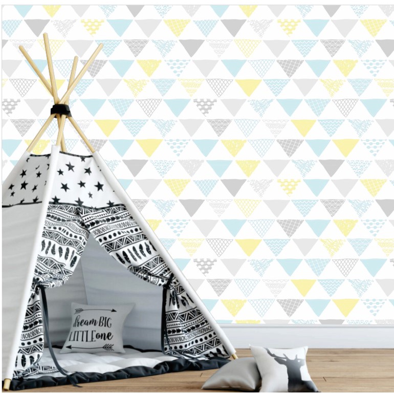 Papel de parede Chevron bandeiras azul , cinza, amarelo e branco