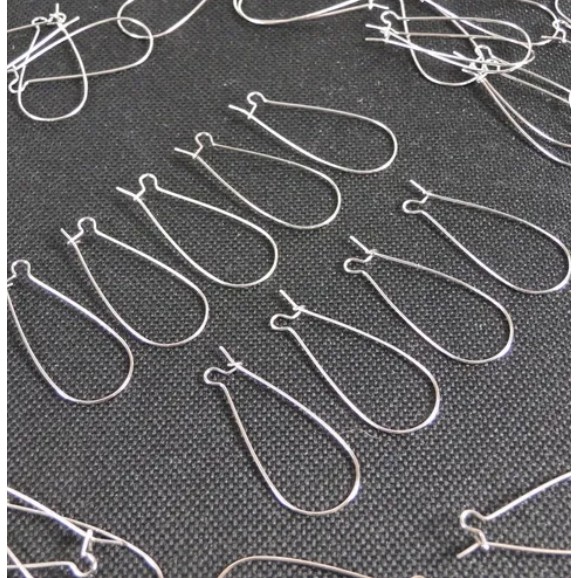 100 Base Para Brinco Anzol Prateado 25mm Bijuteria Artesanato
