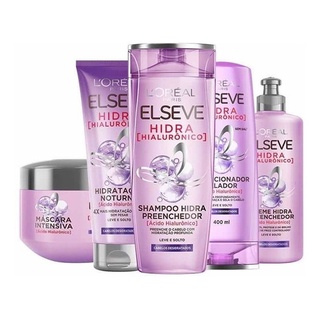 Kit 400ml Elseve Hidra Hialurônico - sh + cond - cr pentear - cr tratamento - mascara noturna