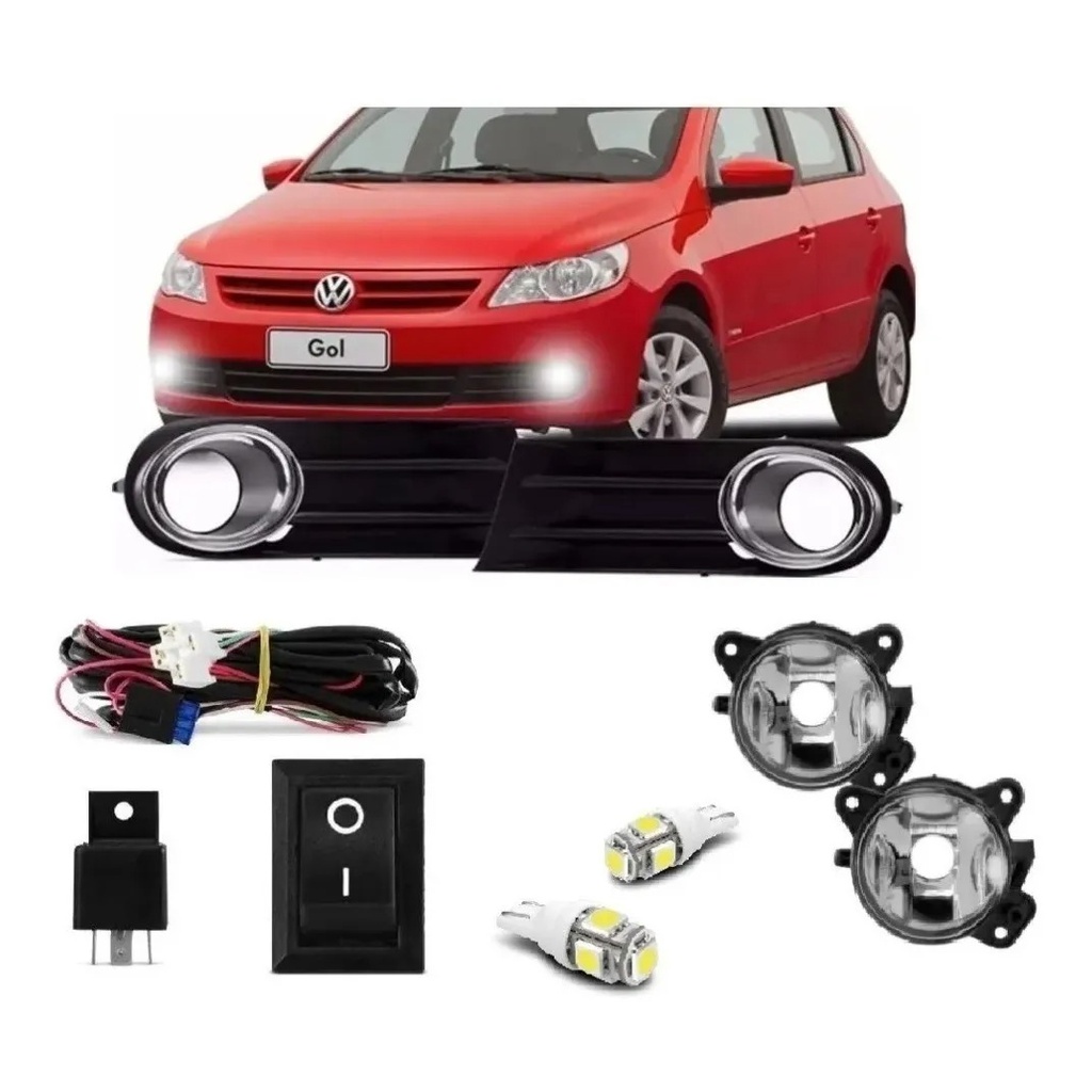 Kit Farol Milha Gol Voyage Saveiro G5 2009 2012 + par de pingo t10 5050 5 leds