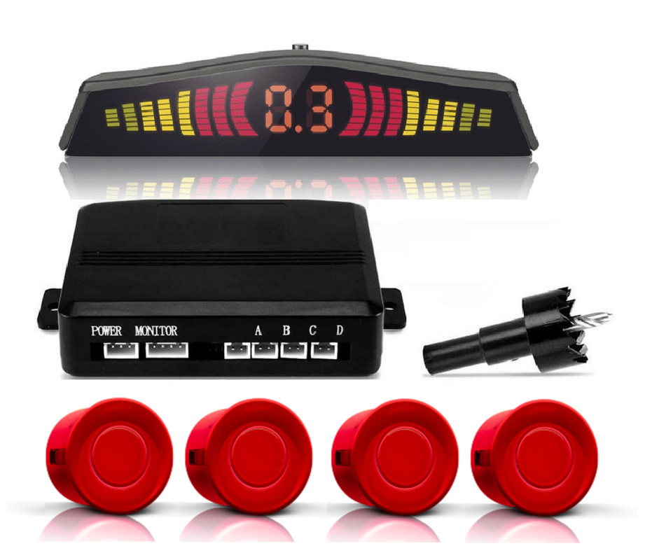 Kit Sensor Estacionamento Ré Universal Vermelho Branco Prata Preto Grafite Azul