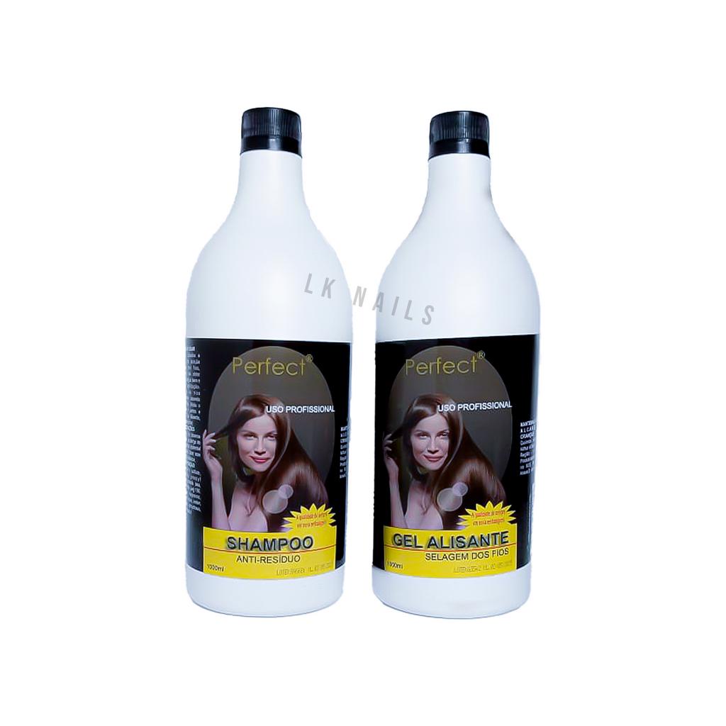 Progressiva Perfec Brasil - Shampoo Anti Resíduos 1L + Gel Alisante 1L