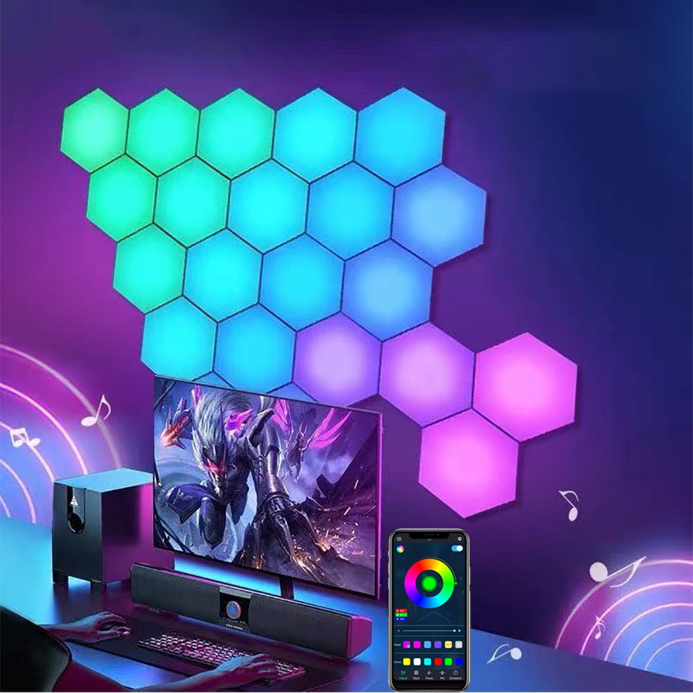 1-20 Peças Módulo De Mesa LED Com Controle APP/Claro Hexagonal Noturna RGB/Decoração Da Casa Quantum