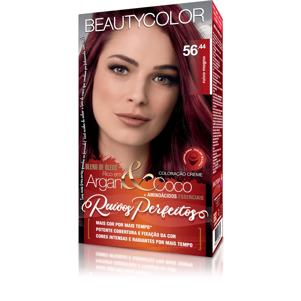 Coloração Kit 56.44 Ruivo Mogno - Beauty Color em Oferta na Shopee