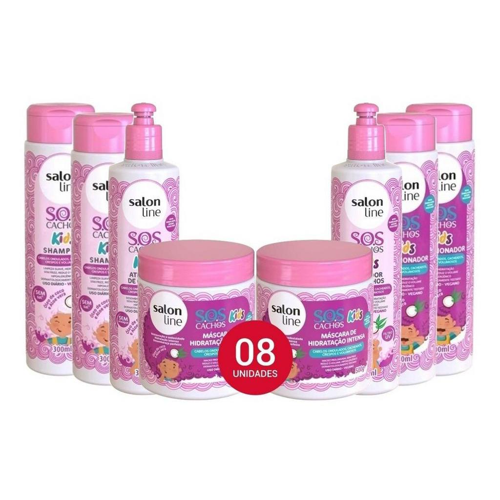 Salon Line Sos Cachos Kids Infantil Kit 08 Produtos Shopee Brasil