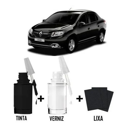 Tinta Tira Risco Automotivo Renault Logan Preto Nacre em Oferta na Shopee