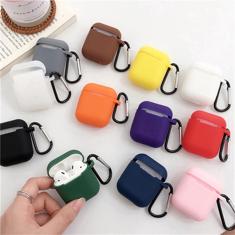 Case Capa AirPods 1 E 2 i11, i12, i7, i8, i9 TWS +MOSQUETÃO Capinha Silicone Para Apple Protetora PARA Fone De Ouvido Sem Fio ProteçãO Slim Varias Cores Barato