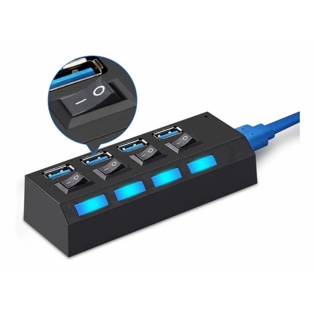 Hub USB 2.0 Extensor USB 4 Portas Switch On/Off Led Indicador 480mbps |  Shopee Brasil