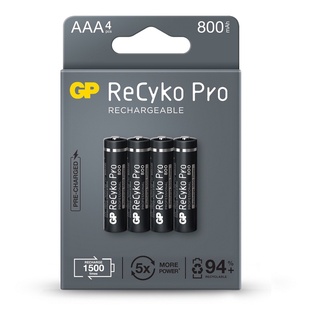 04 Pilhas Aaa Palito Recarregável PRO 800 Mah Gp 01 Cartela